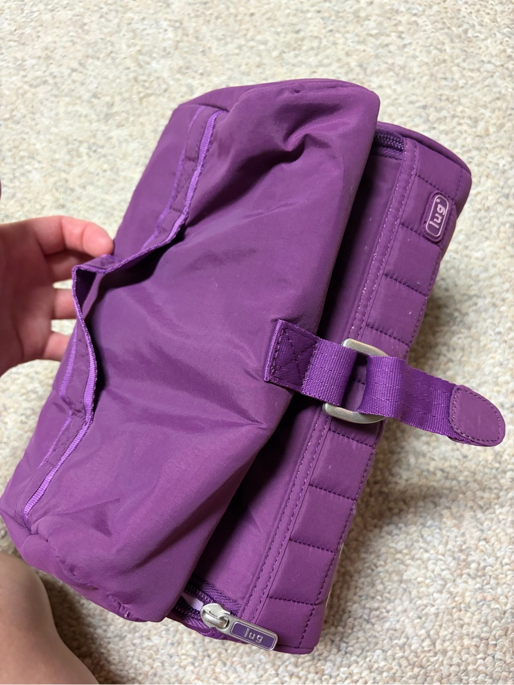 lug Purple Quilted Nylon Fold-Over Cosmetic Case